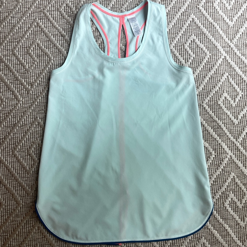Ivivva Mint Blue Girls Tank Top with Coral Highlights